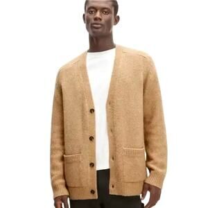 Everlane The Cloud Relaxed Cardigan Mens M Camel Tan Merino Wool Alpaca Preppy